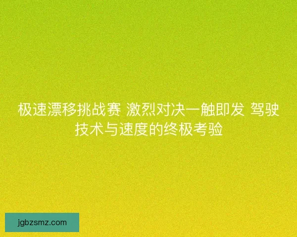 极速漂移挑战赛 激烈对决一触即发 驾驶技术与速度的终极考验